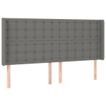 vidaXL Tăblie de pat cu aripioare gri închis 183x16x118/128 cm textil vidaXL Tăblie de pat cu aripioare gri închis 183x16x118/128 cm textil