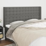 vidaXL Tăblie de pat cu aripioare gri închis 183x16x118/128 cm textil vidaXL Tăblie de pat cu aripioare gri închis 183x16x118/128 cm textil