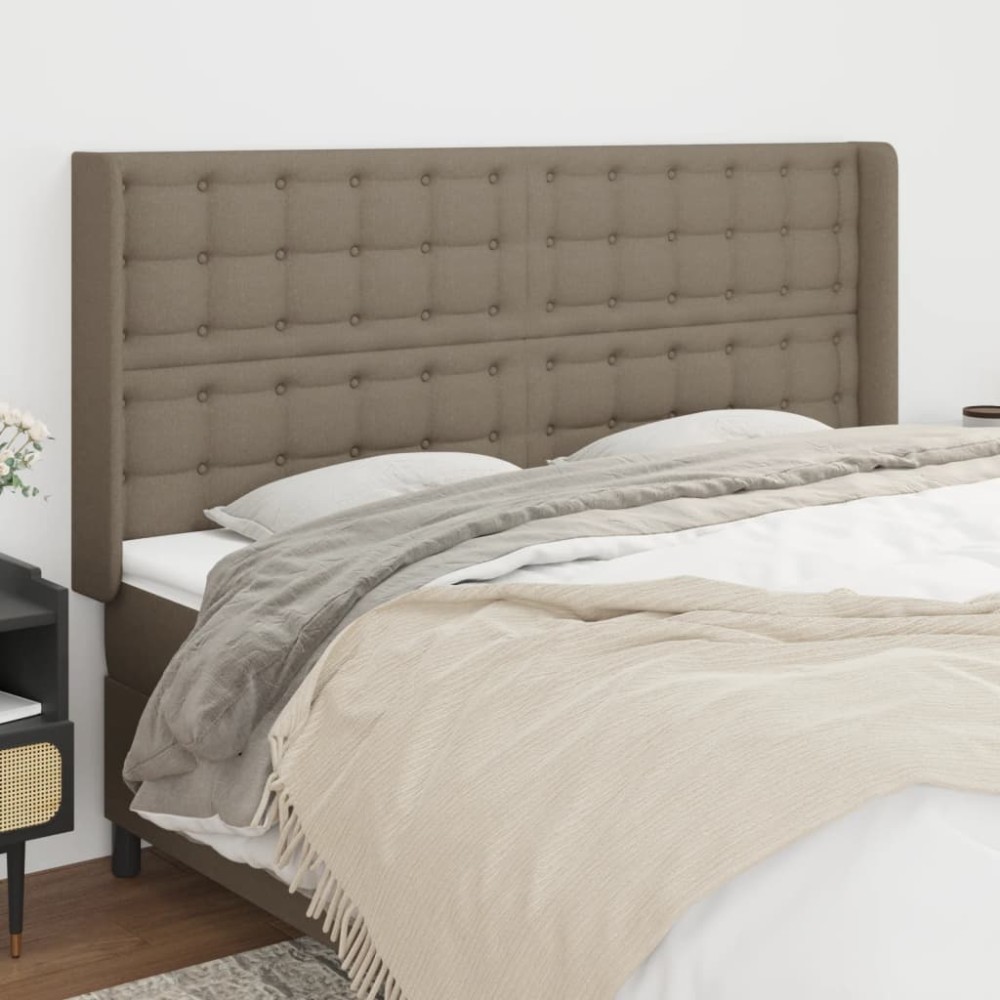 vidaXL Tăblie de pat cu aripioare gri taupe 183x16x118/128 cm textil