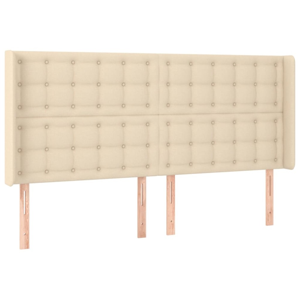 vidaXL Tăblie de pat cu aripioare, crem, 183x16x118/128 cm, textil