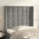vidaXL Tăblie de pat cu aripioare gri deschis 83x16x118/128 cm catifea vidaXL Tăblie de pat cu aripioare gri deschis 83x16x118/128 cm catifea