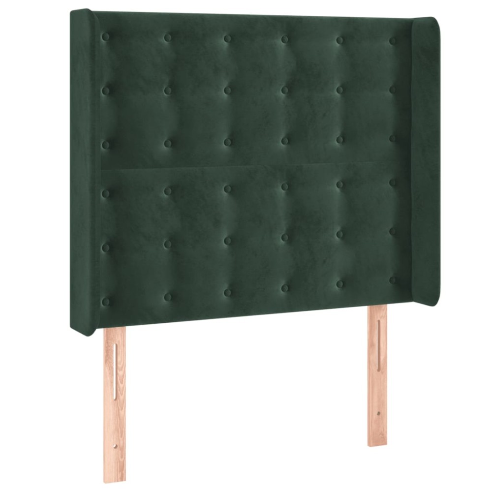 vidaXL Tăblie pat cu aripioare verde închis 93x16x118/128 cm catifea