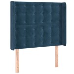 vidaXL Tăblie pat cu aripioare albastru închis 93x16x118/128cm catifea