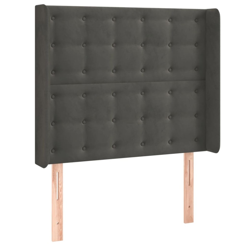 vidaXL Tăblie de pat cu aripioare gri închis 103x16x118/128 cm catifea