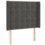 vidaXL Tăblie de pat cu aripioare gri închis 103x16x118/128 cm catifea