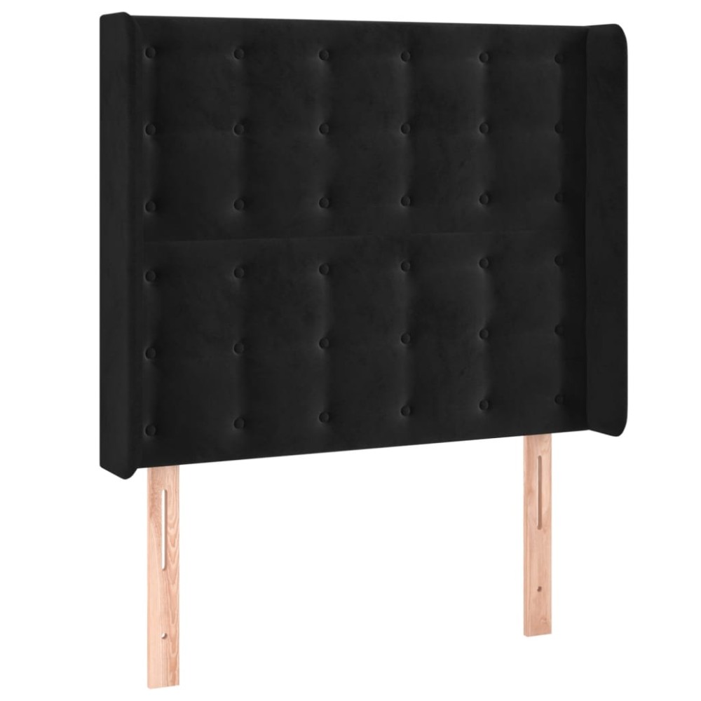 vidaXL Tăblie de pat cu aripioare, negru, 103x16x118/128 cm, catifea