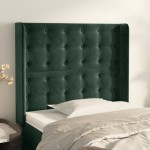vidaXL Tăblie pat cu aripioare verde închis 103x16x118/128 cm catifea vidaXL Tăblie pat cu aripioare verde închis 103x16x118/128 cm catifea