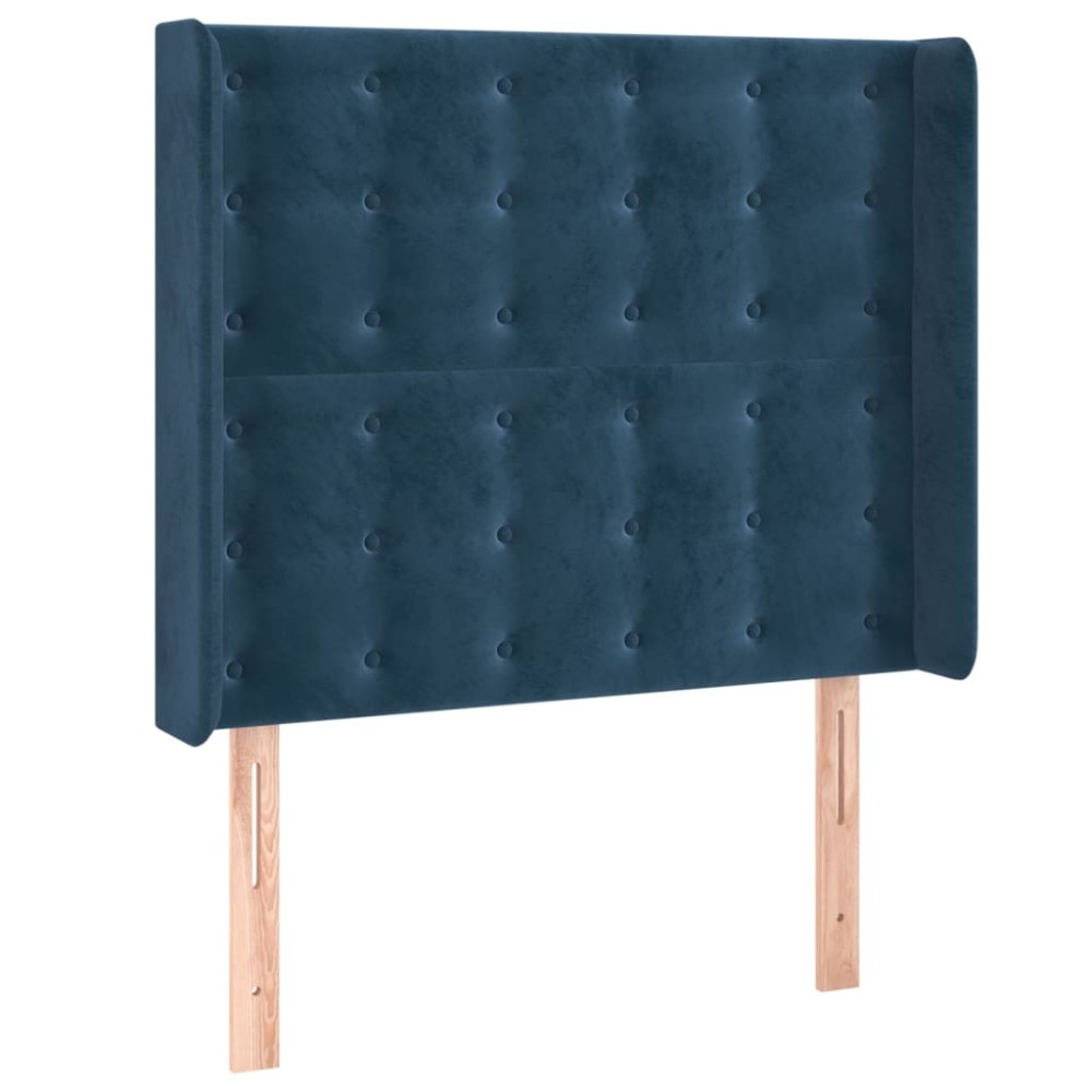 vidaXL Tăblie pat cu urechi albastru închis 103x16x118/128 cm catifea