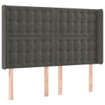 vidaXL Tăblie de pat cu aripioare gri închis 147x16x118/128 cm catifea