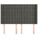 vidaXL Tăblie de pat cu aripioare gri închis 147x16x118/128 cm catifea