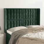 vidaXL Tăblie pat cu aripioare verde închis 147x16x118/128 cm catifea vidaXL Tăblie pat cu aripioare verde închis 147x16x118/128 cm catifea