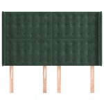 vidaXL Tăblie pat cu aripioare verde închis 147x16x118/128 cm catifea vidaXL Tăblie pat cu aripioare verde închis 147x16x118/128 cm catifea