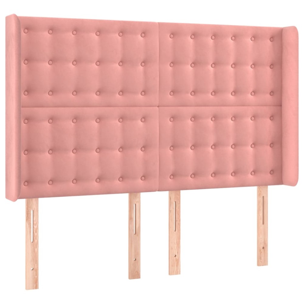 vidaXL Tăblie de pat cu aripioare, roz, 147x16x118/128 cm, catifea