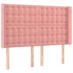 vidaXL Tăblie de pat cu aripioare, roz, 147x16x118/128 cm, catifea