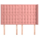 vidaXL Tăblie de pat cu aripioare, roz, 147x16x118/128 cm, catifea