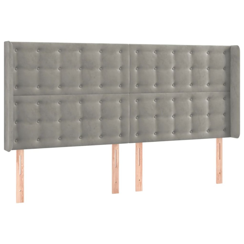 vidaXL Tăblie de pat cu aripioare gri deschis 163x16x118/128cm catifea