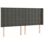 vidaXL Tăblie de pat cu aripioare gri închis 163x16x118/128 cm catifea vidaXL Tăblie de pat cu aripioare gri închis 163x16x118/128 cm catifea