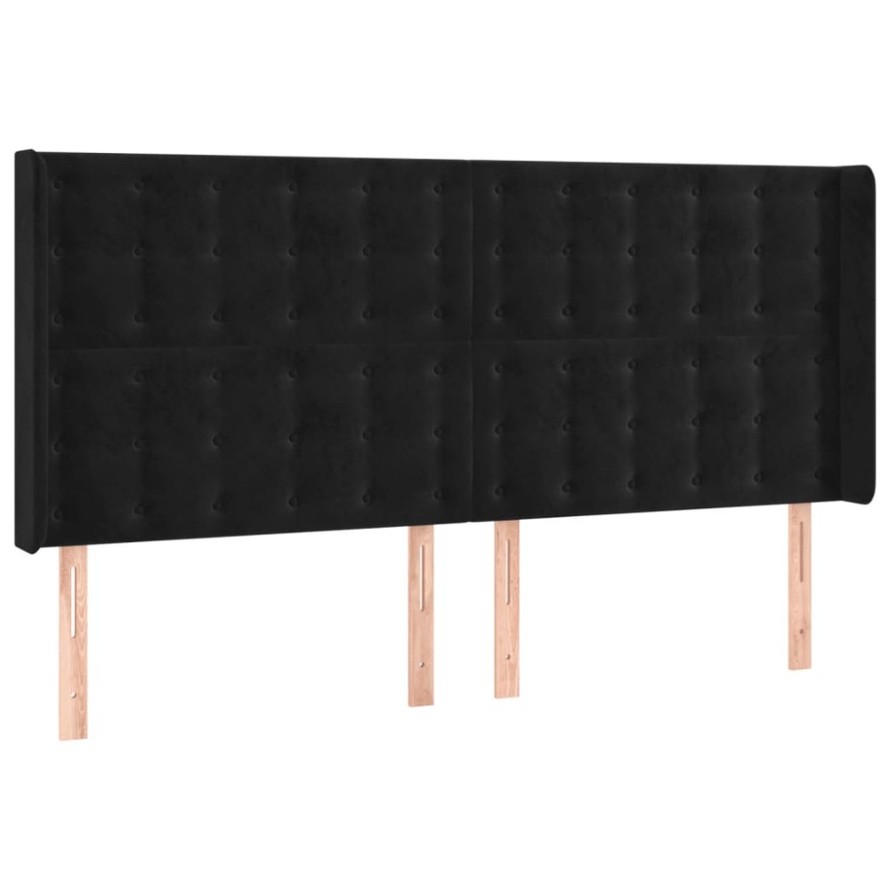 vidaXL Tăblie de pat cu aripioare, negru, 163x16x118/128 cm, catifea