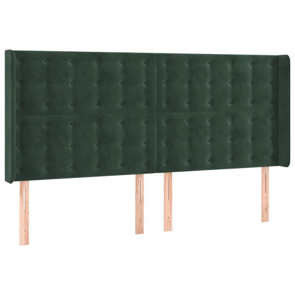 vidaXL Tăblie pat cu aripioare verde închis 163x16x118/128 cm catifea