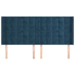 vidaXL Tăblie pat cu urechi albastru închis 163x16x118/128 cm catifea vidaXL Tăblie pat cu urechi albastru închis 163x16x118/128 cm catifea