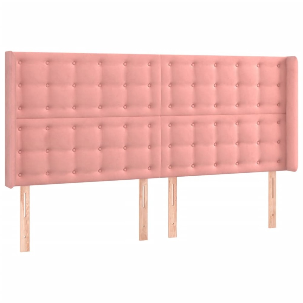 vidaXL Tăblie de pat cu aripioare, roz, 163x16x118/128 cm, catifea