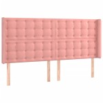 vidaXL Tăblie de pat cu aripioare, roz, 163x16x118/128 cm, catifea