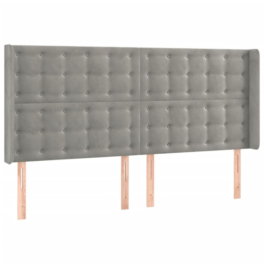 vidaXL Tăblie de pat cu aripioare gri deschis 183x16x118/128cm catifea