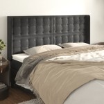 vidaXL Tăblie de pat cu aripioare gri închis 183x16x118/128 cm catifea vidaXL Tăblie de pat cu aripioare gri închis 183x16x118/128 cm catifea