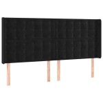 vidaXL Tăblie de pat cu aripioare, negru, 183x16x118/128 cm, catifea