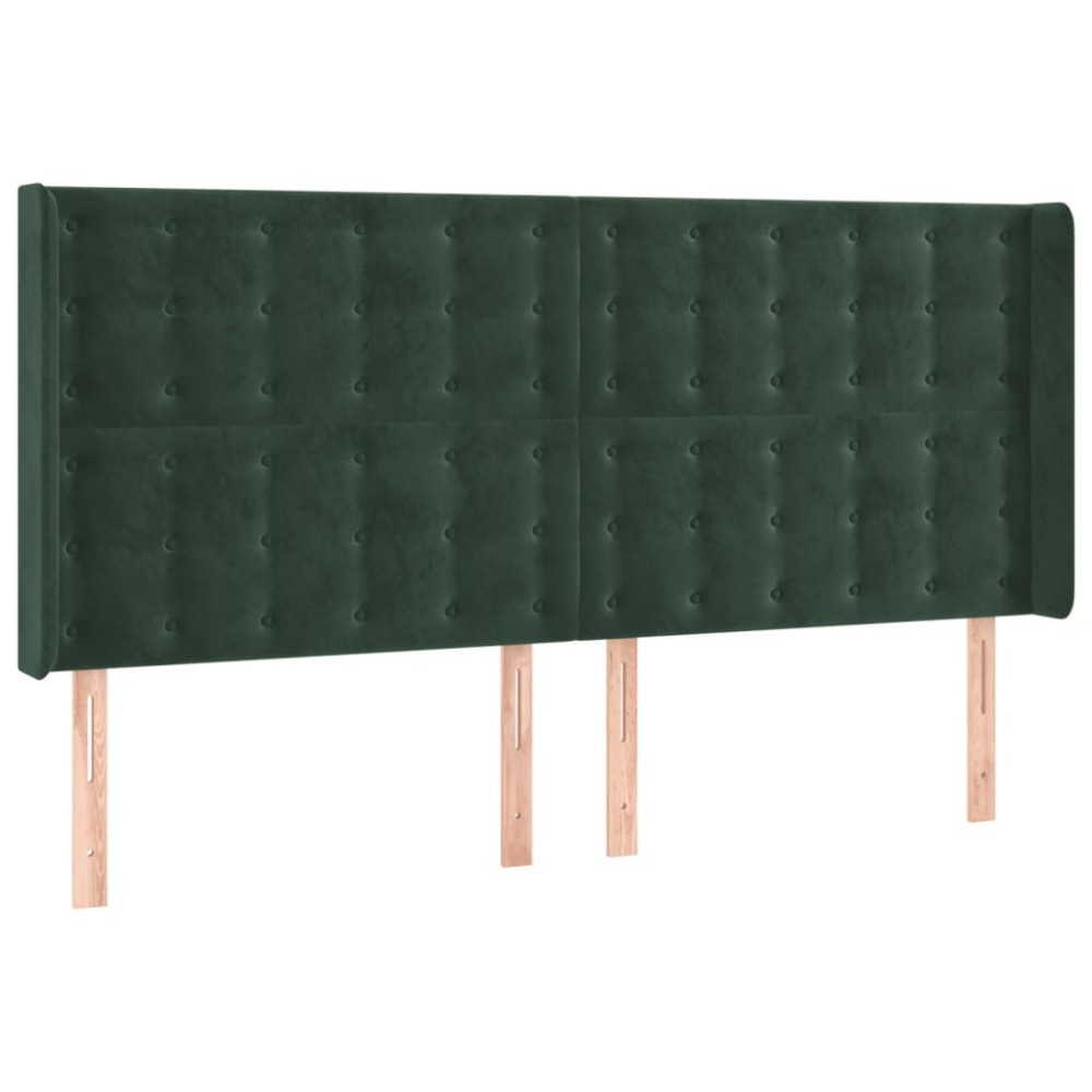 vidaXL Tăblie pat cu aripioare verde închis 183x16x118/128 cm catifea