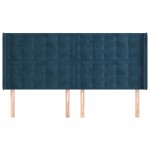 vidaXL Tăblie pat cu urechi albastru închis 183x16x118/128 cm catifea vidaXL Tăblie pat cu urechi albastru închis 183x16x118/128 cm catifea