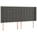 vidaXL Tăblie de pat cu aripioare gri închis 203x16x118/128 cm catifea