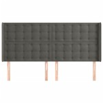 vidaXL Tăblie de pat cu aripioare gri închis 203x16x118/128 cm catifea