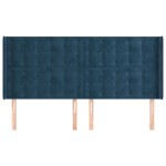 vidaXL Tăblie pat cu urechi albastru închis 203x16x118/128 cm catifea vidaXL Tăblie pat cu urechi albastru închis 203x16x118/128 cm catifea