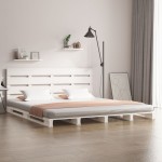 vidaXL Cadru de pat fără saltea, alb, 120x200 cm, lemn masiv pin vidaXL Cadru de pat fără saltea, alb, 120x200 cm, lemn masiv pin
