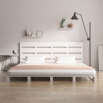 vidaXL Cadru de pat fără saltea, alb, 120x200 cm, lemn masiv pin vidaXL Cadru de pat fără saltea, alb, 120x200 cm, lemn masiv pin