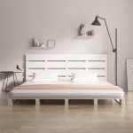 vidaXL Cadru de pat fără saltea, alb, 160x200 cm, lemn masiv pin