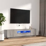 vidaXL Set dulapuri TV cu LED, 2 piese, gri sonoma, lemn prelucrat vidaXL Set dulapuri TV cu LED, 2 piese, gri sonoma, lemn prelucrat