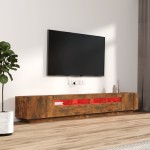 vidaXL Set dulapuri TV cu LED, 3 piese, stejar fumuriu, lemn prelucrat vidaXL Set dulapuri TV cu LED, 3 piese, stejar fumuriu, lemn prelucrat