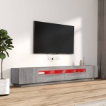 vidaXL Set dulapuri TV cu LED, 3 piese, gri sonoma, lemn prelucrat vidaXL Set dulapuri TV cu LED, 3 piese, gri sonoma, lemn prelucrat