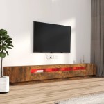 vidaXL Set dulapuri TV cu LED, 3 piese, stejar fumuriu, lemn prelucrat vidaXL Set dulapuri TV cu LED, 3 piese, stejar fumuriu, lemn prelucrat