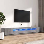 vidaXL Set dulapuri TV cu LED, 3 piese, gri sonoma, lemn prelucrat vidaXL Set dulapuri TV cu LED, 3 piese, gri sonoma, lemn prelucrat