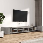 vidaXL Set dulapuri TV cu LED, 3 piese, gri sonoma, lemn prelucrat vidaXL Set dulapuri TV cu LED, 3 piese, gri sonoma, lemn prelucrat