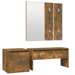 vidaXL Set de mobilier pentru hol, stejar fumuriu, lemn prelucrat