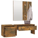 vidaXL Set de mobilier pentru hol, stejar fumuriu, lemn prelucrat