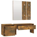 vidaXL Set de mobilier pentru hol, stejar fumuriu, lemn prelucrat