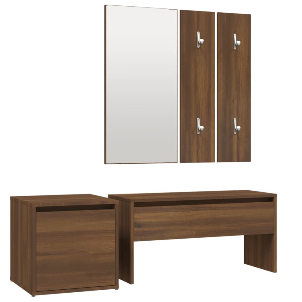 vidaXL Set de mobilier pentru hol, stejar maro, lemn prelucrat