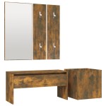 vidaXL Set de mobilier pentru hol, stejar fumuriu, lemn prelucrat