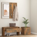 vidaXL Set de mobilier pentru hol, stejar fumuriu, lemn prelucrat
