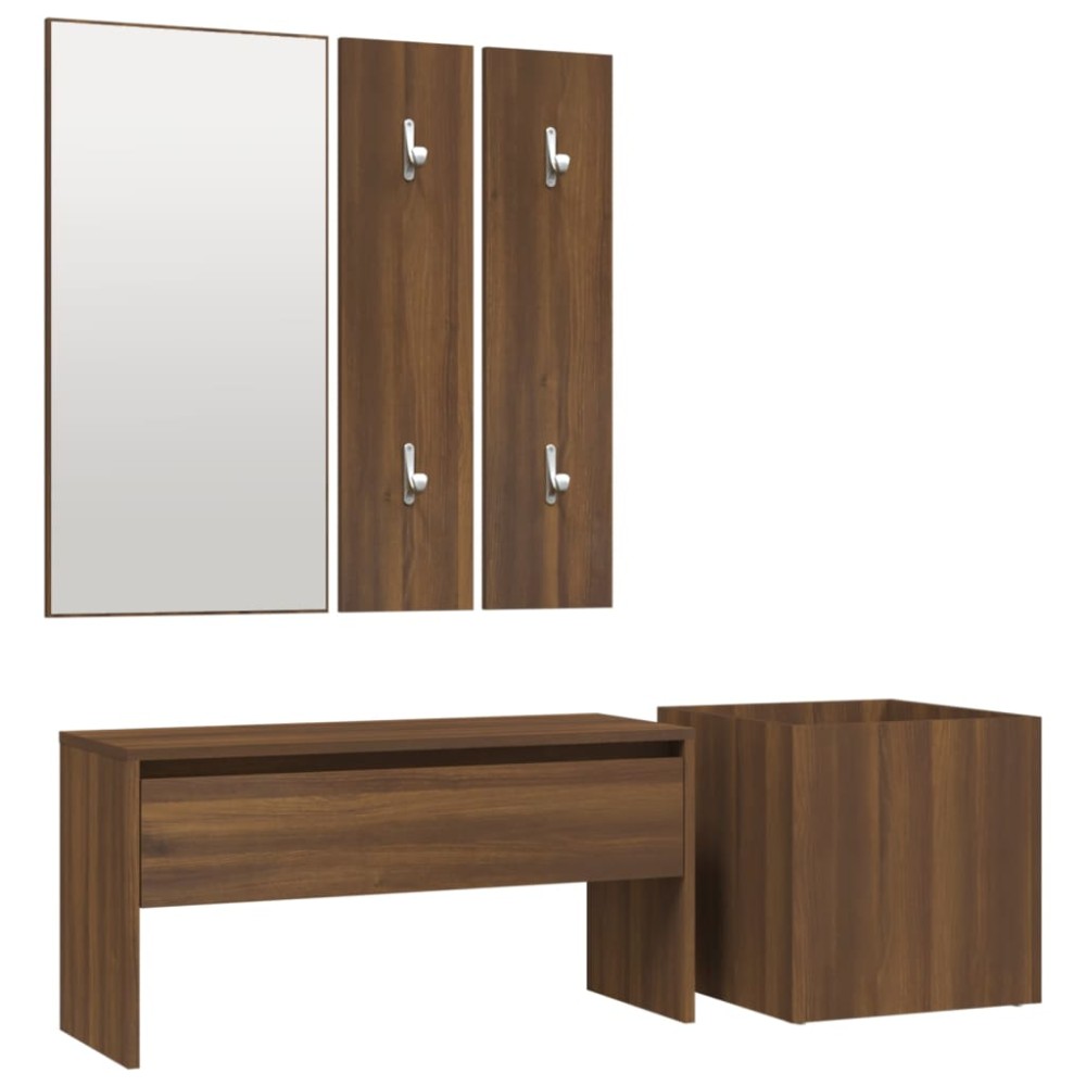 vidaXL Set de mobilier pentru hol, stejar maro, lemn prelucrat